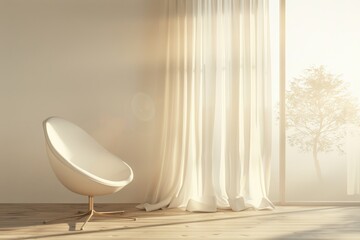 Poster - Minimalist Living Room with Sunlight