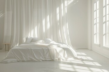 Poster - Minimalist White Bedroom Interior Design