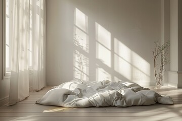 Poster - Sunlight in a minimal bedroom interior