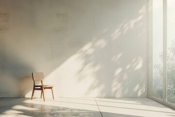 Poster - Sunlight through window casting shadow on chair