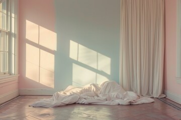 Poster - Minimalist Pastel Room with Sunlight