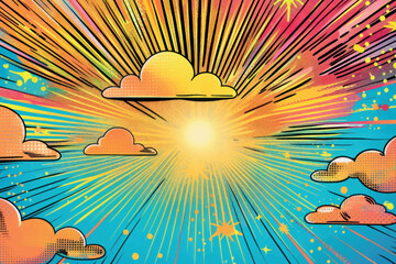 Wall Mural - Vibrant comic-style sunburst artwork