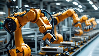 High-efficiency robotic arm optimizing processes in automated manufacturing facility