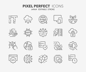 Wall Mural - line icons about information technoligies. contains such icons as cloud computing, internet, digital