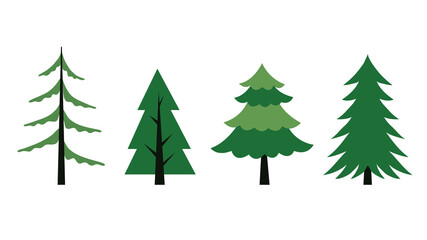 Wall Mural - coniferous trees set. spruce, fir, cedar, pine. simple flat style vector illustration. design elemen