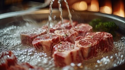 Poster - Delicious raw cut of meat that gets aged in a vessel filled with water by a butcher.