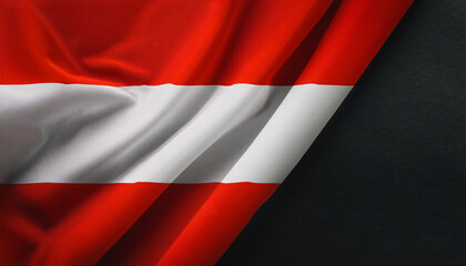 waving austria flag, fabric texture, with copy space area