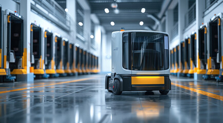 Fototapete - Lift truck for future baggage industry and commerce, electrically driven, unmanned, automatic.