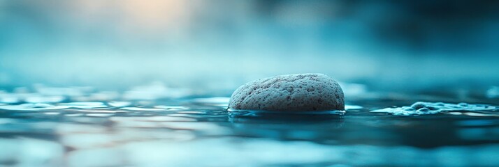 Poster -  A tight shot of a rock submerged in water, surrounded by beads of liquid droplets, against a softly blurred backdrop