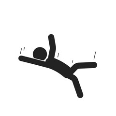 Isolated pictogram stickman falling due accident, injury, worker safety height sign