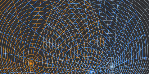 Wall Mural - spiral network grid: convergence of lines and light. a complex, spiraling circular dynamic network d