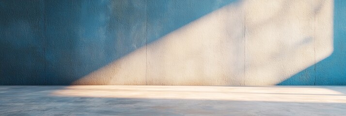 Wall Mural -  A blue-walled empty room houses a skateboarder's shadow in its center