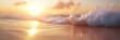 © Viktor - A tight shot of a wave in the ocean, sun setting behind, foreground filled with shimmering water