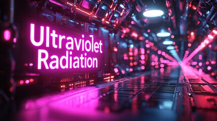 Wall Mural - Ultraviolet radiation concept with futuristic glowing light effects