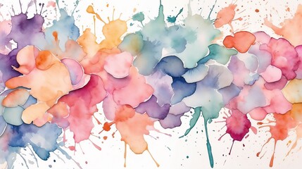 Vibrant watercolor splash art featuring colorful floral shapes on a white background