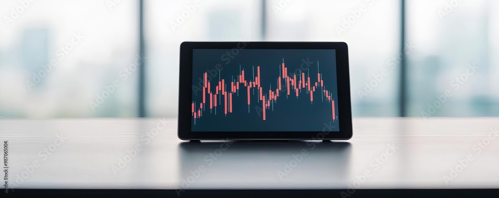 Investor anxiety visualized through a declining stock market graph on a ...