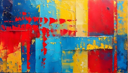 Wall Mural - Vibrant abstract art background blending dynamic red, blue, and yellow hues