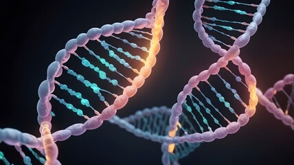 3d rendered illustration of dna,a magnified view of two strands of dna intertwining