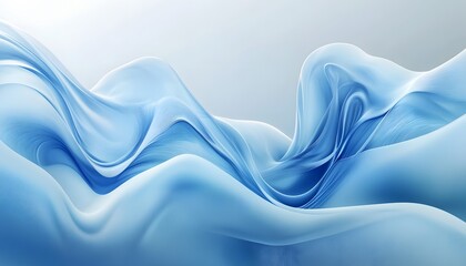 Sticker - Abstract Blue Waves with Smooth Curving Lines