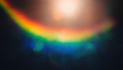 Abstract Colorful Lens Flare and Light Refractions on a Dark Background with Rainbow Bokeh Effects. Glowing Prismatic Orbs and Radiating Sunbeams in a Dreamy, Ethereal, and Vibrant Atmosphere
