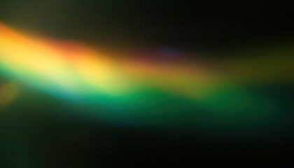 Wall Mural - Abstract Light Spectrum in a Dark Background. Soft Gradient of Orange, Yellow, Green, and Blue Blurring into Dark Shadows, Evoking an Ethereal Glow of Northern Lights or a Solar Flare in Space