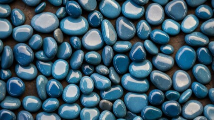 blue shiny pebbles flat surface texture background