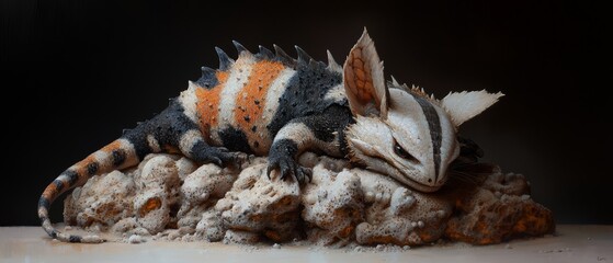 Wall Mural -  A tight shot of a small animal atop a mound of dirt against a pristine white backdrop, framed by black surroundings