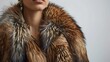 © Preecha - Highly detailed photograph of a model showcasing a luxury fur coat with rich detailing