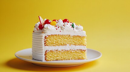 Wall Mural - Cake on a yellow background