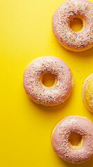 Wall Mural - Donuts on a yellow background