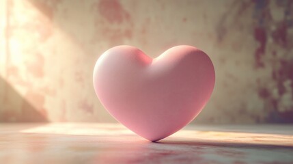 3D cartoon scene, huge pink love heart, simple background, front view, perfect composition, soft tones, C4d rendering, clay style, AI Generative