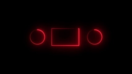 Wall Mural - red color rectangle and circle shape blank area colorful neon animation on black background. neon fr