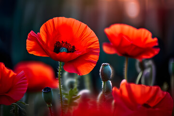 red poppy in the garden