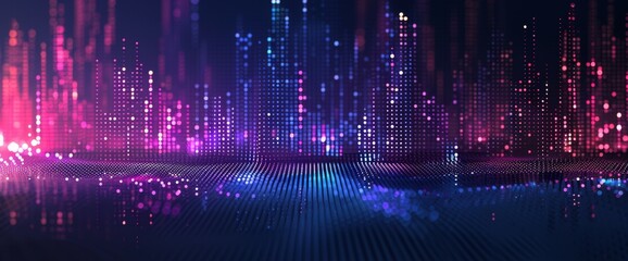 Wall Mural - Blurred neon lights background. Neon cyberspace metaverse city lights in bokeh style. Futuristic backdrop.