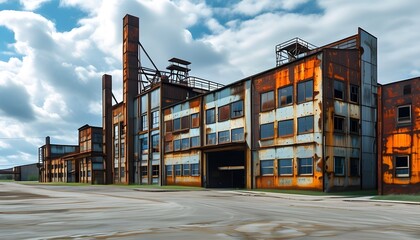 Forgotten Industrial Ruins Piercing the Horizon