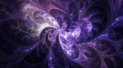 Canvas Print - An abstract fractal pattern in deep purples, with swirling lines and geometric shapes forming a complex, mesmerizing design.