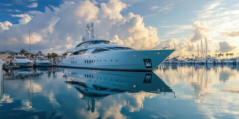 Wall Mural - yacht anchored in a marina