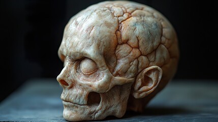 Sticker - Detailed Human Skull Sculpture: A Study in Mortality