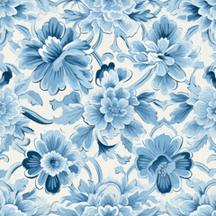 Poster - Elegant blue floral pattern