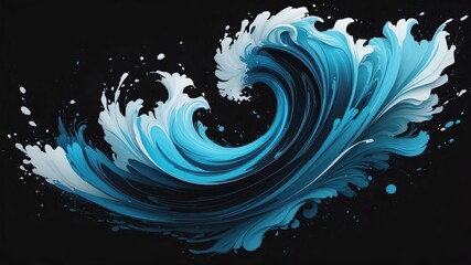 Wall Mural - dynamic wind and water element fluid on black background