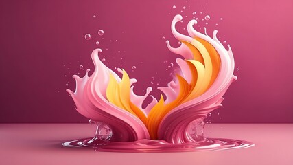 Wall Mural - dynamic flame and water element fluid on pink background