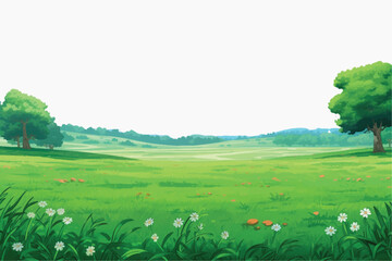 Sticker - Serene lush green meadow landscape