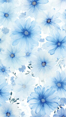 Canvas Print - Elegant blue floral watercolor design