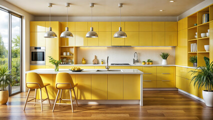 Wall Mural - Yellow modern kitchen design project