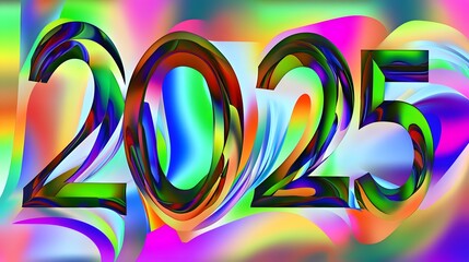 Canvas Print - 2025 in bold, colorful, and abstract lettering.