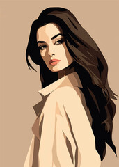 Canvas Print - Stylized woman portrait illustration