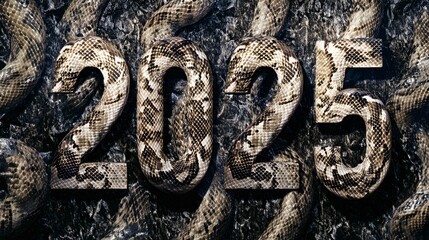 Canvas Print - The year 2025 is formed from a snake's skin.