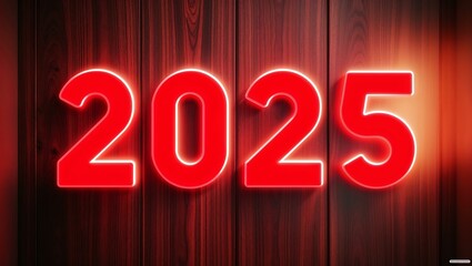 a highly stylized closeup image featuring 2025 in red font background