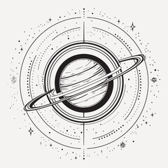 Sticker - Cosmic geometric planet illustration