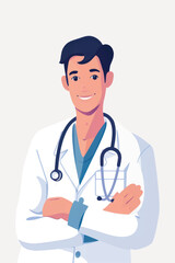 Wall Mural - Smiling doctor with stethoscope